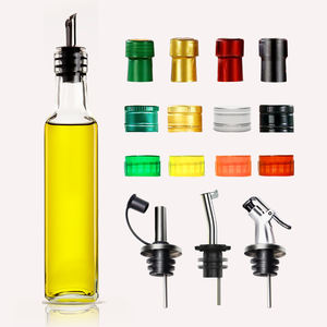 Dispensador de aceite y vinagre de vidrio con volquete de acero inoxidable Botella de aceite de cocina 500ml Botella de aceite de oliva verde oscuro - Product Image 2