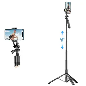 Amazlife tongkat Selfie, Tripod ponsel fleksibel dengan lampu ganda