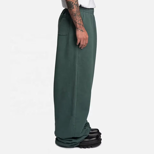 Pantaloni da Jogging Larghi <span class=keywords><strong>Verde</strong></span> Scuro Ultimo Stile in Tessuto Pesante French Terry Senza Risvolto Gamba Larga per <span class=keywords><strong>Uomo</strong></span> - Product Image 2