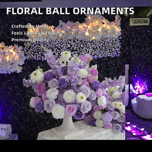 Ornement de table floral artificiel fait main de haute qualité en forme de boule de fleurs violettes pour mariage, vente en gros - Product Image 2