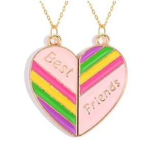 Mode créatif meilleur ami <span class=keywords><strong>arc</strong></span>-<span class=keywords><strong>en</strong></span>-<span class=keywords><strong>ciel</strong></span> collier coloré émail papillon <span class=keywords><strong>coeur</strong></span> collier amitié BFF collier - Product Image 3