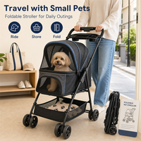 Poussette pliable pour animaux de compagnie (chiens et chats) avec cabine respirante pour animaux âgés, idéale pour les voyages, les promenades et les sorties en ville en toute sécurité