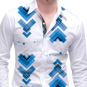 Chemise habillée d'été respirante en popeline 100 % coton à manches longues pour homme grande taille - Product Image 1