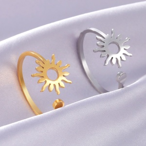 Anneau de soleil brillant pour femmes en acier inoxydable <span class=keywords><strong>Boho</strong></span> bagues réglables nouveaux bijoux de mode cadeau d'anniversaire - Product Image 4