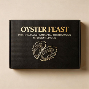 Caja de Embalaje Premium Negra Mate para Ostras, con Logotipo Personalizado, de Cartón Corrugado Impermeable de Grado Alimenticio, para Postres - Product Image 1