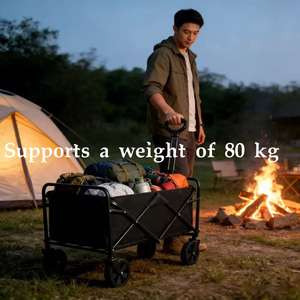 Chariot pliable robuste grande capacité, chariot utilitaire portable pliable <span class=keywords><strong>pour</strong></span> le camping, la plage, les courses et les sorties en famille - Product Image 4