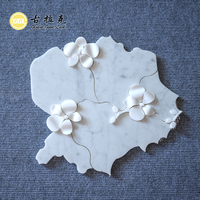 Nouveau design Décoration murale de carreaux de mosaïque en jet d'eau en marbre à surface florale