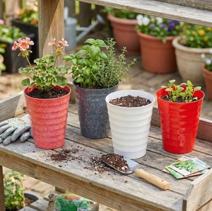 Pots de fleurs ronds et hauts en plastique PP texturé ondulé, design coloré et moucheté, pour décoration intérieure et extérieure, vente en gros, direct usine - Product Image 6