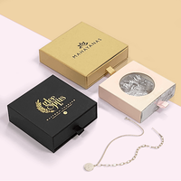 Boîte de papier à bijoux cadeau à tiroir coulissant avec logo en feuille estampée de luxe de qualité supérieure avec doublure en velours à l'intérieur