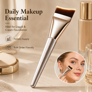Pinceau de maquillage professionnel à poils denses et à tête plate pour fond de teint liquide ou crème, application sans démarcation - Product Image 5