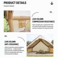 Tente de camping gonflable spacieuse et portable de couleur kaki avec auvent extensible, idéale pour les séjours de camping de nuit et les excursions à la plage