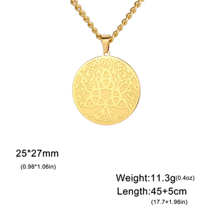 Misthape trinità nodo albero della vita collana Irish Triquetra ciondolo luna fase dea simbolo acciaio inossidabile gioielli religiosi - Product Image 6