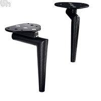 Pieds de canapé contemporains en fer noir avec plaque supérieure ovale pour canapé et fauteuil