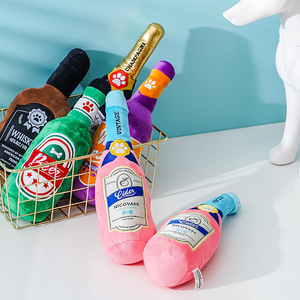 Juguetes para masticar de peluche de perro personalizados, patrón de bordado duradero, botella chirriante divertida, Juguete para perro - Product Image 6