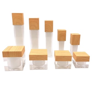 Sang Trọng Vuông Tre Nắp Acrylic Màu Hồng Đen Chum Mỹ Phẩm Kem Đóng Gói Chai PET Bộ 8Oz Nhựa Frosted Mỹ Phẩm <span class=keywords><strong>Jar</strong></span> - Product Image 6