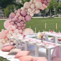 Kits d'Arche de Chaîne de Ballons DIY Rétro Blanc Mat Maca Rose Rouge Poudre Macaron pour Décoration de Fête d'Anniversaire, Mariage, Baby Shower