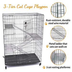 <span class=keywords><strong>Cage</strong></span> à Furets Métallique Grande Taille Petseden à 2/3/4 Niveaux, <span class=keywords><strong>Cage</strong></span> à Chat d'Intérieur en Fil Métallique avec Roues - Product Image 3