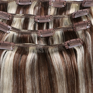 Extensiones de Cabello Humano Remy Chino 100% al por Mayor, con Clip, Cutícula Alineada, Doble Trama, Suaves, Sin Caída, Color Claro, Liso Natural. - Product Image 6