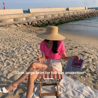 Chapeau de soleil en paille de blé tressée à bord biseauté et large pour femme, idéal pour les vacances d'été, la plage et les occasions formelles