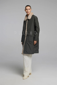 Abrigo Impermeable Tipo <span class=keywords><strong>Parka</strong></span>, Abrigo de Visón Gris de Doble Cara, Largo hasta la Rodilla, Abrigo de Manga Larga para <span class=keywords><strong>Mujer</strong></span>, Abrigo de Visón Reversible, Impermeable Verde - Product Image 4