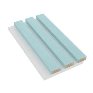 Panel acústico de listón de madera MDF de chapa de PVC azul <span class=keywords><strong>cielo</strong></span> Akupanel enchapado de 3 caras decorativo para pared Interior en respaldo de fieltro PET blanco - Product Image 2
