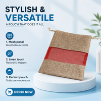 Sacs en jute/lin réutilisables avec impression de logo sur mesure, fenêtre transparente pour chaussures, cosmétiques, rangement, emballage cadeau