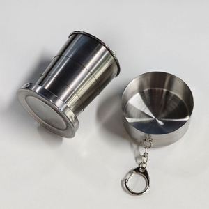 Custom <b>Personal</b> Metal Travel Metal Telescopic <b>Keychain</b> Cups Mug Travel Mug for Camping Collapsible Camping Cup Metal - Product Image 2