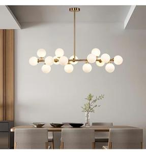 โคมไฟระย้าแก้วสีทองทรงสี่เหลี่ยมผืนผ้าสำหรับห้องครัวรูปเกาะตกแต่งบ้านโคมระย้าหรูหราสไตล์นอร์ดิกสไตล์ฟอง - Product Image 2