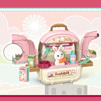 Ensemble de jeu d'imitation en plastique pour filles avec valise de transport et coiffeuse, sac d'école gonflable pour enfants d'âge préscolaire