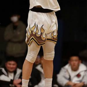 Pantaloncini da basket in rete da uomo serie fiamma americana ad asciugatura rapida e personalizzabili pantaloni taglie forti con Yahan di processo pesante - Product Image 2