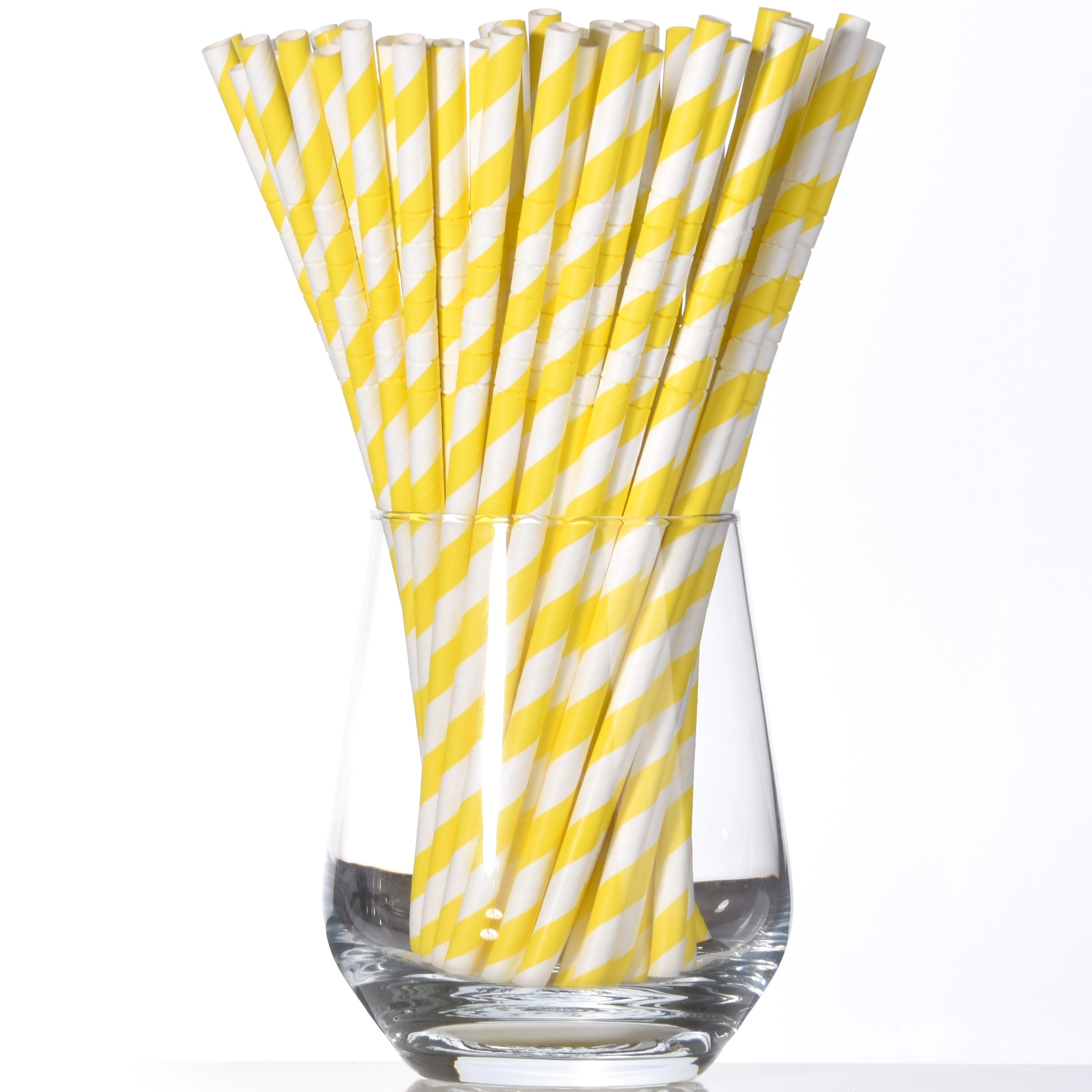 Yellow White Stripe Paper Straws Bulk 6mm Biodegradable Eco Friendly Disposable Drinking Straws Summer Birthday Party OEM
