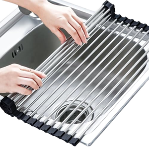 EASY&LIVING Colador de Cocina Plegable de Acero Inoxidable Gris, Colador para Fregadero, Alimentos, Frutas, Verduras, Utensilios de Cocina Multifuncionales - Product Image 1