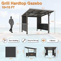 Gazebo de jardin avec toit rigide 10'x 10', gazebo de barbecue extérieur avec étagères de rangement, auvent permanent en acier galvanisé