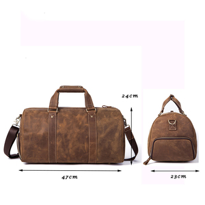 OEM Custom Logo Personalised Handmade Full Grain Leather Duffel Bag Large Travel Mens Weekender <strong>Luggage</strong> Bag <strong>Holdall</strong> Overnight - Product Image 5