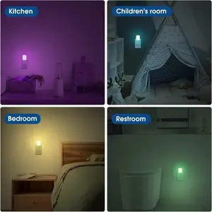 LOHAS Mini Led RGB Night Lights Dusk To Dawn Sensor Lámpara Night Energy Saving RGB Plug In Light LED Night para niños Habitación de niños