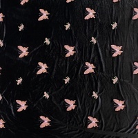 Tissu en velours brodé de papillons, très vendu, avec des perles et des paillettes pour veste chinoise Qipao, manteau, jupe pour femmes, robe de soirée