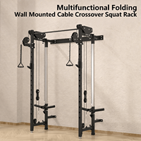 Machine de musculation murale à câbles croisés |   Support de Squat Pliable pour Salle de Sport à Domicile |   Station d'entraînement multifonctionnelle en acier au carbone