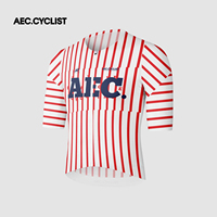 Maillot de cyclisme VTT AEC.CYSLIST 2026 été léger, séchage rapide, anti-humidité, rayé rouge et bleu