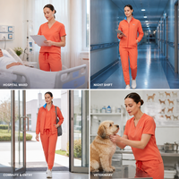 Ensemble de tenue médicale unisexe 3 pièces : veste coupe-vent à col montant, haut à col en V, pantalon de jogging – Uniforme pour les nuits d'hôpital