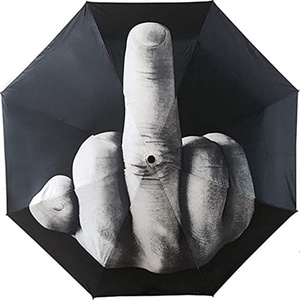 Sunny Kinte SK-095 Manual Open Close Middle Finger Folding Modern Straight Umbrella Business Gifts Black Metal <b>Frame</b> <b>Plastic</b> - Product Image 1