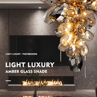 Haute qualité postmoderne luxe lumières hôtel Loft vitreux escaliers lustre décor or verre cristal lampes suspendues