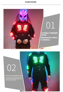 RICHSHINING Télécommande LED laser coloré rechargeable armure lumineuse costume Nightclub Bar Light Show <span class=keywords><strong>Casque</strong></span> pour cosplay Party - Product Image 6
