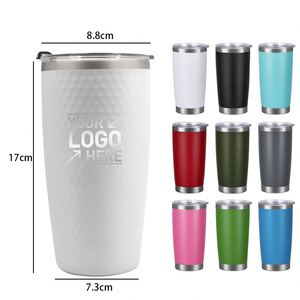 Mug de voyage isotherme en acier inoxydable de 20 oz avec couvercle anti-fuite, personnalisable avec logo, idéal pour le café ou comme cadeau, modèle Golf Ball Tumbler - Product Image 2
