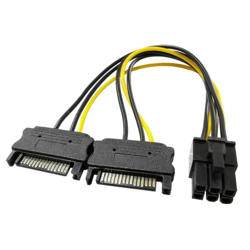 Буал 15pin SATA мощность к 6pin PCIe PCI-e PCI Express адаптер кабель для видеокарты 15-pin питания SATA Кабель-адаптер для разъемов 6-pin PCIe питания «папа»