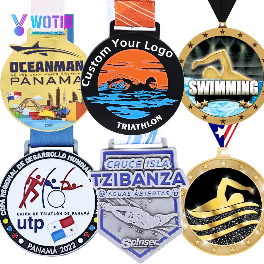 Manufacturer Free Design Custom Synchronized Swimming Kids Club Metal Medals Sports Ocean Medals