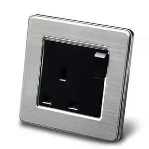 Enchufe de pared Universal con interruptor, llave de función negra de acero inoxidable con cargador USB, 1 / 2 / 3 / 4 entradas, decoración del hogar