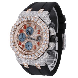 High End Diamond Watch for Men Rubber Strap Full Diamond Watch from Indian Supplier for Bulk Export