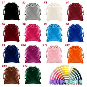 Sac à poussière réutilisable en gros, pochette cadeau de luxe en velours avec cordon de serrage et logo brodé pour bijoux - Product Image 2