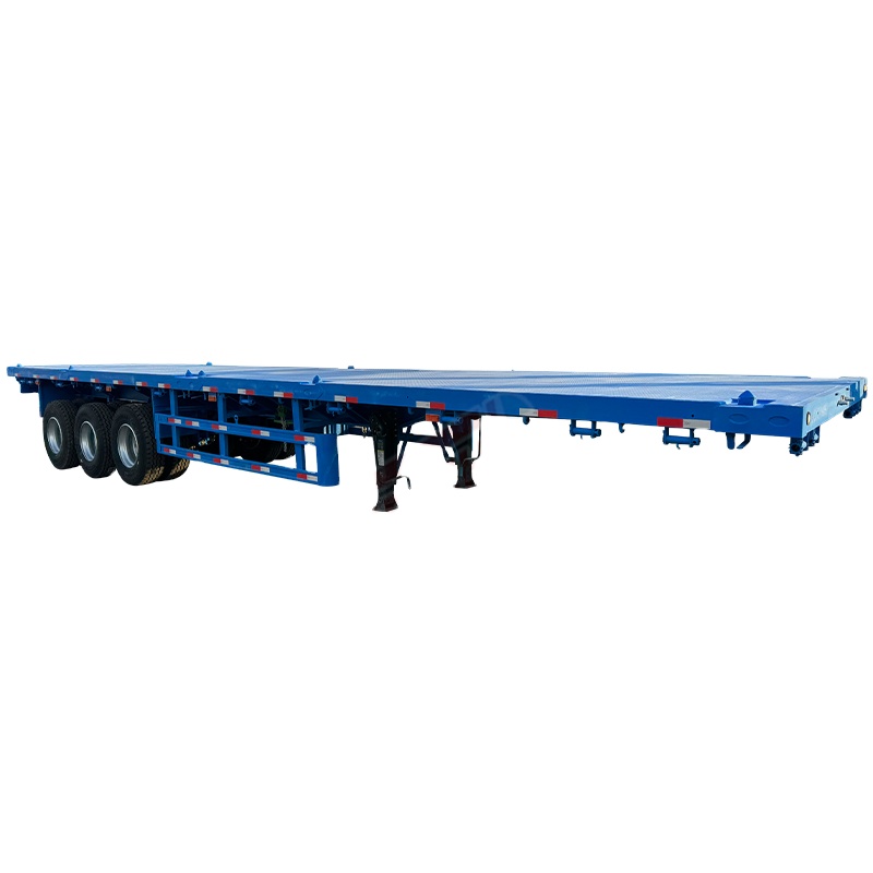 Hot Sale Tri-Axle 40 Ft Semi Truck Trailer Flatbed Container Carrier with Headboard 40 Feet Truck Trailers for Sale