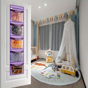 Vibrant Weekly Kids Closet Organizer Convenient Hanging Storage for Monday to Friday School Clothes - Product Image 2